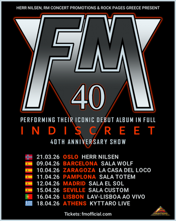 FM 2026 "Indiscreet" 40th Anniversary Europe tour poster