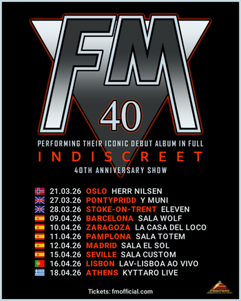 FM 2026 "Indiscreet" 40th Anniversary tour poster