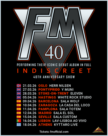FM 2026 "Indiscreet" 40th Anniversary tour poster