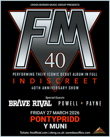  FM live at Pontypridd Y Muni, 27 March 2026 - Indiscreet 40th Anniversary show poster 